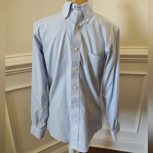 Brooks Brothers Milano Long sleeve button down shirt. Blue stripe. 15-33